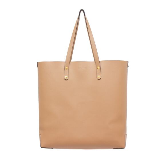 1.8k$ Burberry Light Camel XL Grainy Leather Haymarket Check Tote Purse Bag - Picture 1 of 16
